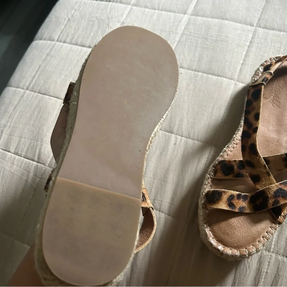 Madewell Malia Leopard Print Strappy Espadrille Sandals Calf Hair​​